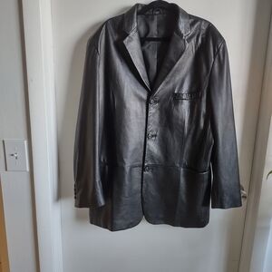 Alfani Men Black Leather Jacket